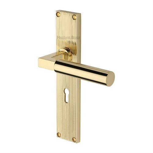 BAUHAUS LEVER HANDLE ON REEDED BACKPLATE